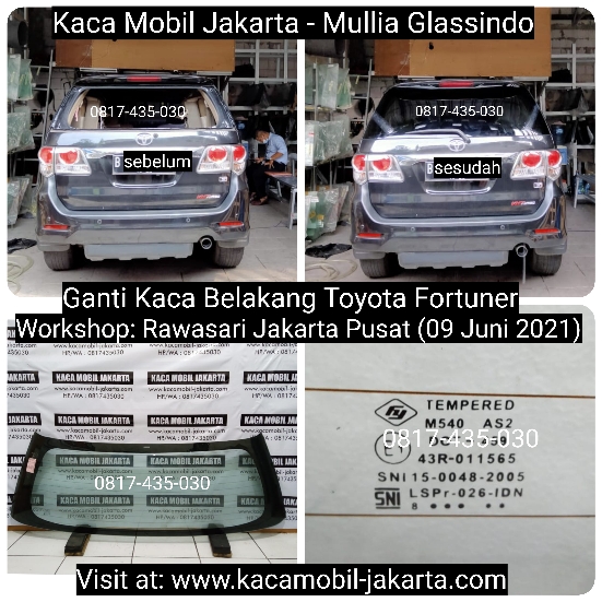 Ganti Kaca Belakang Toyota Fortuner di Jakarta Bekasi Tangerang Depok Bogor