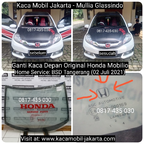 Pasang Kaca Depan Mobil Original Honda Mobilio Brio di Tangerang Depok Bekasi Jakarta Bogor 