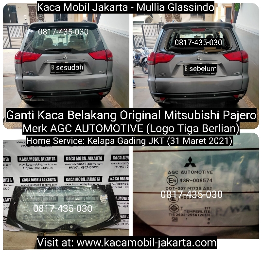 Ganti Kaca Mobil Belakang Original Pajero Sport di Jakarta Bekasi Tangerang Depok Bogor Banten