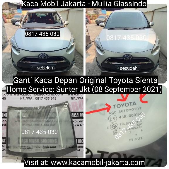 Home Service Ganti Kaca Depan Original Toyota Sienta di Sunter Jakarta